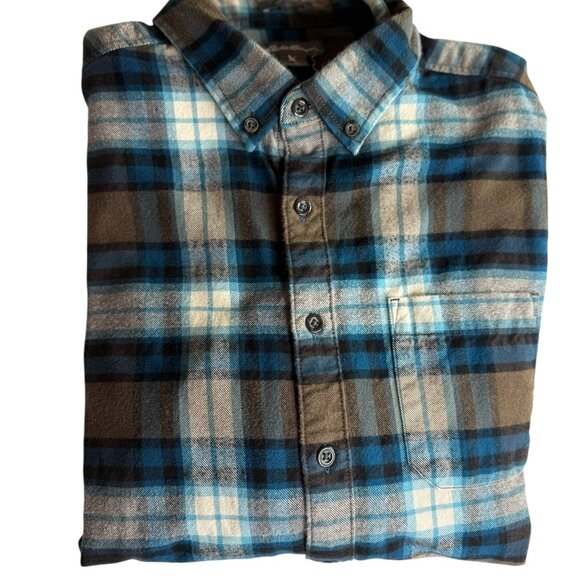 Eddie Bauer Plaid Check Flannel Button Down Shirt 100% Cotton Size Men's TL Lg - Picture 9 of 11